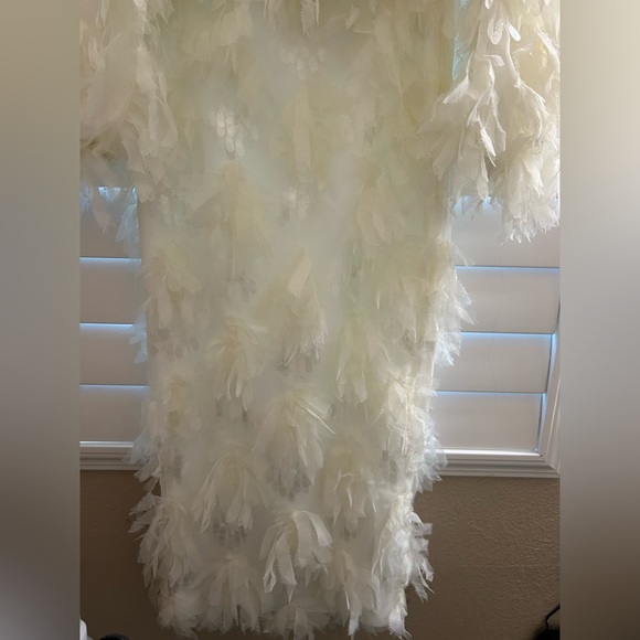 ASOS EDITION volume sleeve top in texture sequin mesh ivory + skirt set - Picture 7 of 7